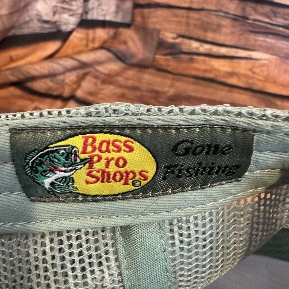 Bass Pro Shops Trucker Hat Green Snapback Adjustable Mesh Cap Fishing Outdoors - Picture 8 of 8